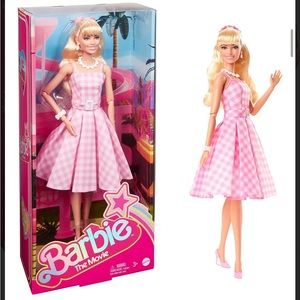 NIB Barbie The Movie Doll Collectible Doll in Pink and White Gingham Dress